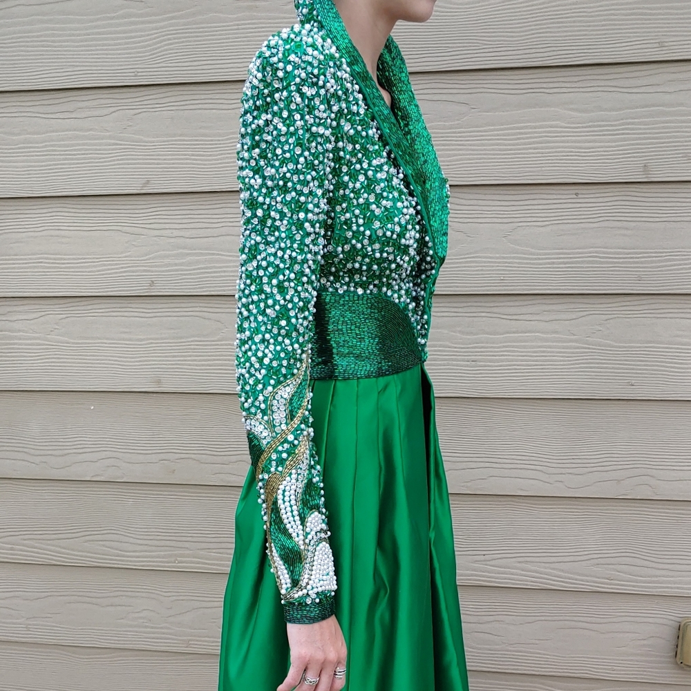 Stephen Yearick Emerald Green Gown Size 2 - Picture 9 of 16